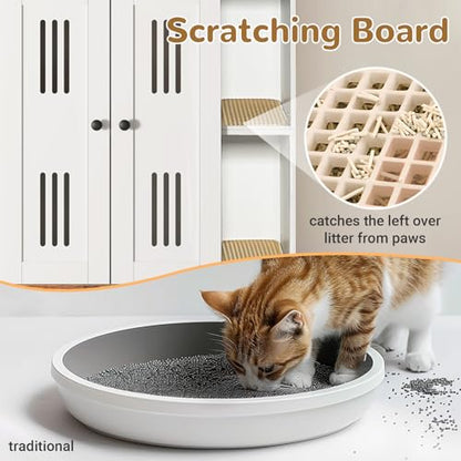 Yafylly Double Litter Box Enclosure for 2 Litter Boxes, 2 Cat Litter Box Furniture Hidden with Scratch Mat, Cat Litter Cabinet with Storage for Indoor Cats Large, Side Table, Fit Most of Litter Box - style: With Shelf