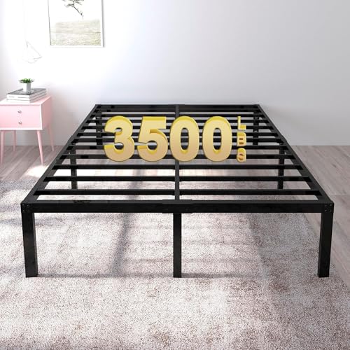 yookare 18 Inch Tall 3500lbs Heavy Duty Bed Frame Metal Platform/Maximum Storage/Mattress Foundation/Steel Slats Support/Noise Free/Box Spring Replacement,Cal King - size: California King, style: 18 INCH
