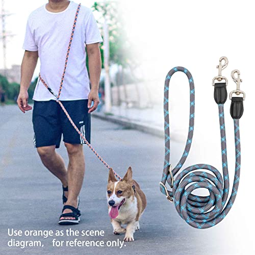 Hands Free 8.5ft Nylon Double Dog Leash with Reflective Stitching, Adjustable Waist Fits All for Medium Large Dogs - Blue - color: Blue