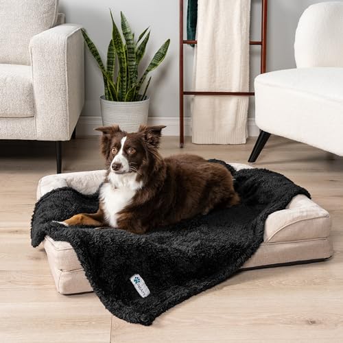 PetAmi Fluffy Soft Dog & Cat Blanket - Black Sherpa Fleece, Calming Pet Blanket for Couch, Small 24x32 - color: Black, size: Small (24x32)