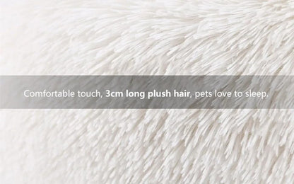 White Faux Fur Cat & Dog Beds 20 inches - Washable Dog Beds for Small Medium Dogs, Anti-Anxiety, Round Plush, Fluffy Thick Bottom - color: Cream, size: Medium