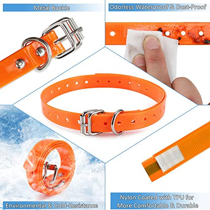 Replacement Collar Strap, Compatible with Petsafe,PATPET,Sportdog,Garmin,Dogtra,etc Most Training Collar/Fence Reciever, 3/4',Adjustable,Metal Buckled,Waterproof (Orange Pack2) - color: Orange