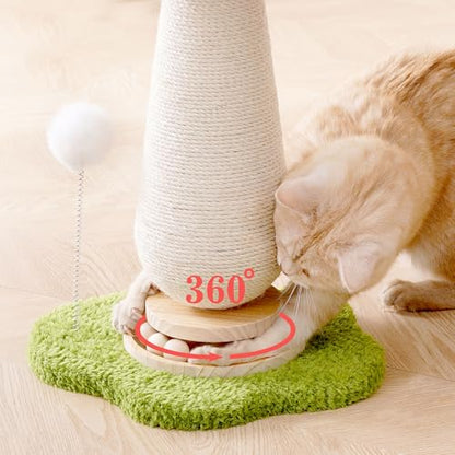 Mushroom Cat Scratching Post Cat Tree, 21.5‘’ H Cute Cat Scratcher Tower with Durable Solid Wood Turntable Toy, Mushroom Scratch Post Cat Sisal Scratcher with Catnip for Indoor Adult Cats - color: Mushroom