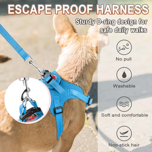 BARKBAY Dog Harness, Reflective Adjustable Puppy No Pull Harness, Breathable Soft, Blue, XXS - color: Blue, size: XX-Small