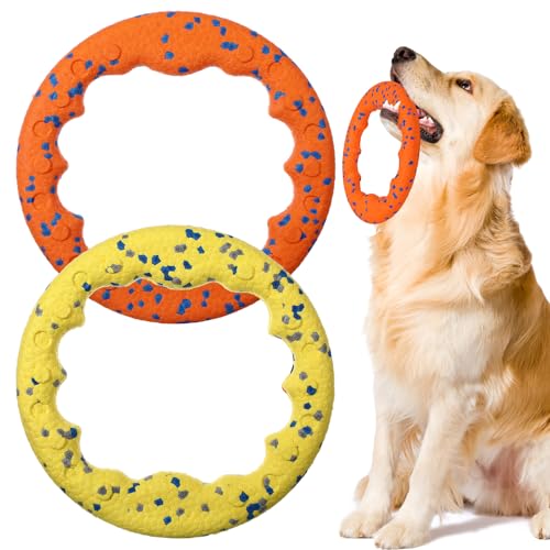 2 Pcs 9 Inch Dog Ring Dog Toy Flying Discs Training Ring Water Floating Fetch Toys Puppy Floating Pet Chewers for Throwing Catching Medium Large Breeds