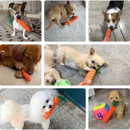 2ME 3 PCS Carrot Dog Rope Toys for Dogs, Durable Chew Toys for Aggressive Chewers, Entertainment and Interaction, Teeth Cleaning and Chewing, All-Cotton - size: 3-Pack