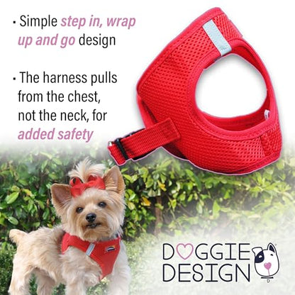 Doggie Design Dog Harness - No Choke Dog Harness, Dog Vest, Mesh Polyester, Pet Harness, Simple Step in and Go Design, Harness for Dog - Red, XS - color: Red, size: XX-Small