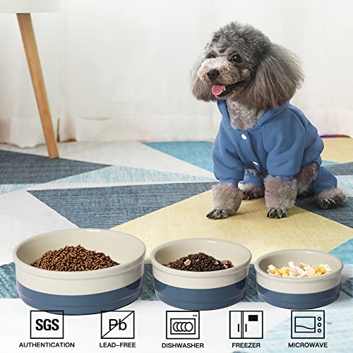 Sweejar Ceramic Dog Bowls, Dog Food Dish for Small Dogs and Cat, Heavy Duty Porcelain Pet Bowl for Canned Food and Water 17 Fl Oz （Fog Blue） - color: Fog Blue, style: Two-tone,5.5"x 2.2"(16 Fl Oz)