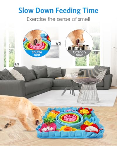 AMIR Snuffle Mat for Dogs, Dog Snuffle Mat, Interactive Feeding Puzzle Toy, Promotes Natural Foraging and Slow Eating Dog Sniff Mat, Aids Stress Relief and Training (20 inch)