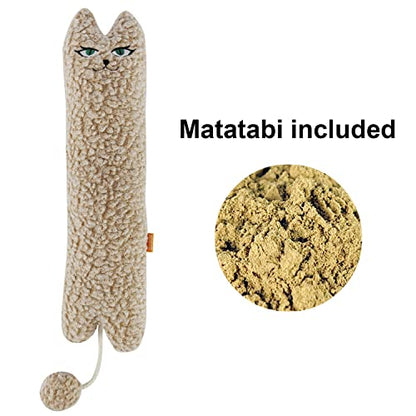 TTcat Catnip Silvervine Matatabi Pillow for Cats & Kittens,Cat Kicker Toy,Large Size Cat Pillow Soothing Plush Cat Toy(Beige). - color: Beige
