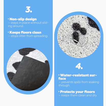 Doro Large Cat Litter Mat XL 47x23 Inch, Cat Litter Rug for Litter Tracking Control, Extra Large Litter Mat Cat Litter Mat Waterproof Non-Slip Cat Box Mat, Thick Litter Trapping Mat for Cat Litter Box - size: 47x23 inch