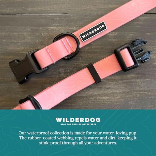 Wilderdog Waterproof Dog Collar - Repels Water & Dirt - Medium 13"-18" - Guava - color: Guava, size: Medium