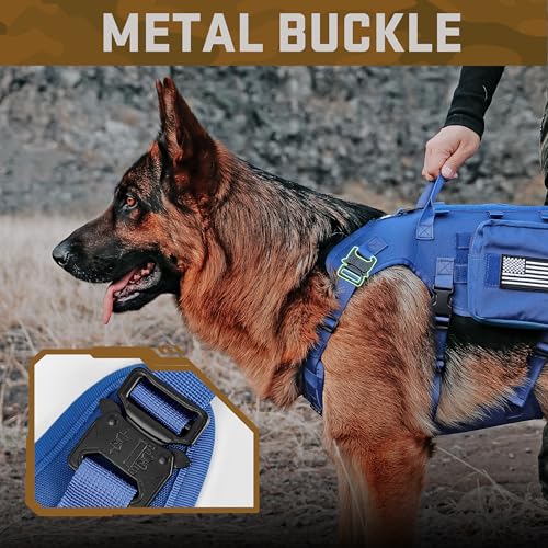 Dog Harness Medium Sized,Tactical Dog Harness with Handle,No Pull Military Style Service Dog Vest with Pockets Adjustable for Medium Large Dogs,Blue,Chest 15.5-25.5" - color: Blue, size: S:Chest 17-25",Fit 20-35lbs