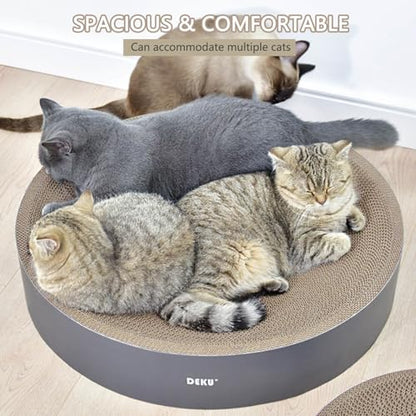 2 in 1 Round Cat Scratching Board, Cardboard Cat Scratcher for Indoor Cats, Corrugated Cat Scratch Pad for Grinding Claws and Rest (23.6") - size: L (23.6''x 23.6"x4.7")