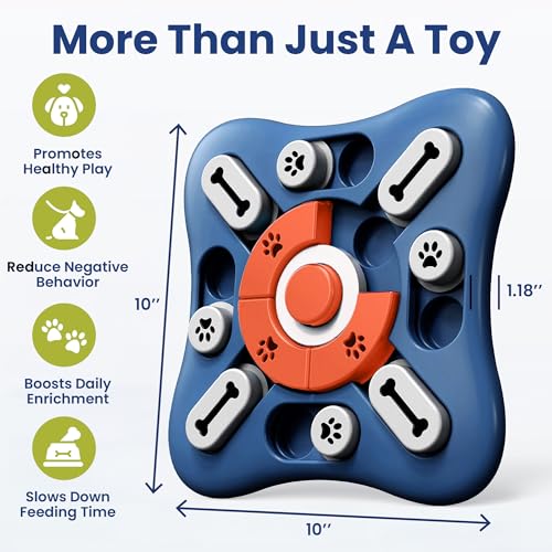 PAWSPIK Interactive Dog Puzzle Toy – Treat Dispensing Slow Feeder for Dogs, Mental Enrichment Toy with Squeaker & 16 Compartments – Durable, Non-Slip, Dishwasher Safe – Light Blue (Orange and Blue) - color: Orange and Blue