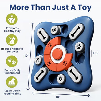 PAWSPIK Interactive Dog Puzzle Toy – Treat Dispensing Slow Feeder for Dogs, Mental Enrichment Toy with Squeaker & 16 Compartments – Durable, Non-Slip, Dishwasher Safe – Light Blue (Orange and Blue) - color: Orange and Blue