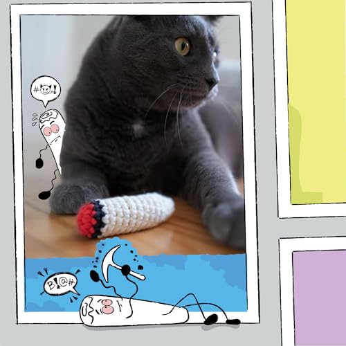 LIT LABS Catnip Doobies Toy Kittie J's Pre-Rolled Cone Form 3 inches Long - Handmade Crocheted - Entertain Your Cat with Hilarious Cartoon J's: Perfect Cat Gift, Comes in a 2-Pack - style: 2 Pack - Crocheted
