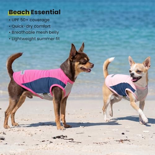 Fitwarm 2 Pack UPF 50+ UV Sun Protection Dog Shirt, Lightweight Breathable Cooling Vest, Quick Dry Dog Summer Clothes for Small Dogs Boy Girl, Reflective Label Pet Cat Outfit, Pink, Medium - color: Rose Red-Pink, size: Medium