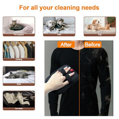 Pet Hair Removal Glove for Small Hands, 2Pcs Electrostatic Dog Cat Hair Remover Gloves for Furniture Car Seat Couch, Reusable Grooming & Shedding Tool with Free Steel Comb & Toothbrush - color: 2 Small Black