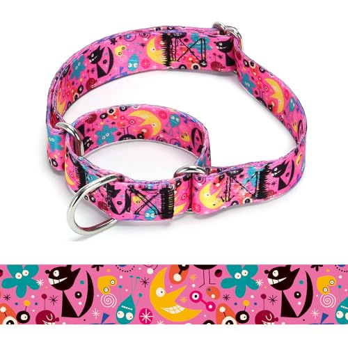 Martingale Dog Collars - Flower Multicolor Cute Patterns, Adjustable Nylon Training Dog Collar Suitable for Boy and Girl Dogs Medium Large Dogs (17, M) - color: 17, size: M