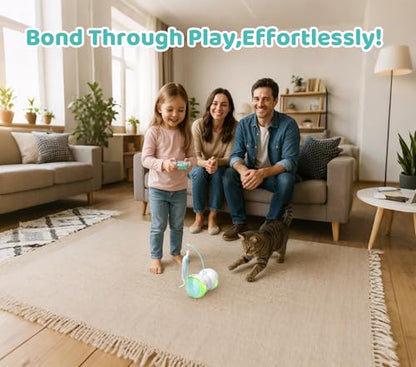 Remote Control Cat Toy with Auto Mode - Interactive Cat Toy Feather for Indoor, Moving Cats Catnip Toys & LED to Keep Bored Cats Active & Entertained