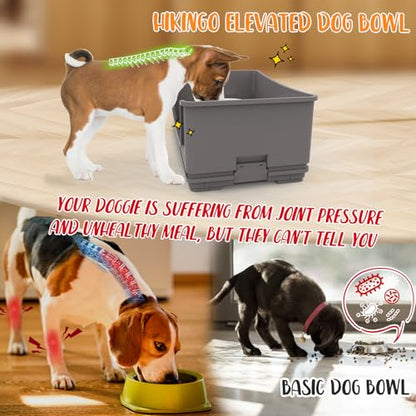 Elevated Dog Bowl Stand Set,Quiet Eating Mess Proof Raised Dog Bowls 2 Stainless Steel Food Bowls,Splash Water Collection Non-Slip Small Cat Feeding Table - color: Grey, size: Small