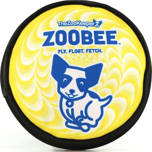 The ZooKeeper ZooBee Flying Disc Dog Toy – Soft & Durable Toss Disc for Indoor & Outdoor Play, Water Fetch & Pool Fun, Floats – Safe on Teeth – Dog Vision Friendly – Lightweight & Easy to Throw, Blue - color: Yellow