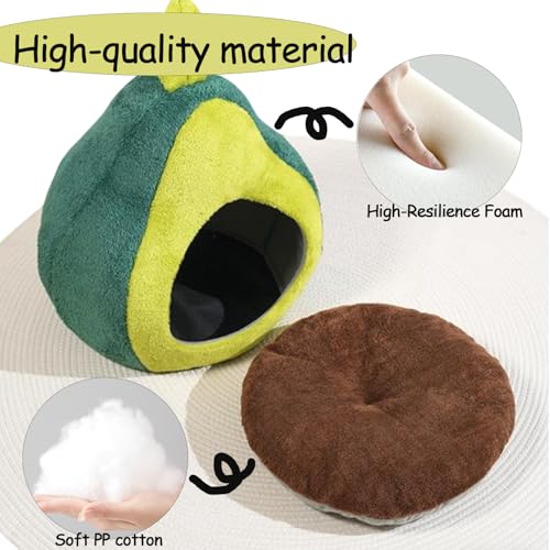 Cat Bed for Indoor Cats - Adorable Cozy Avocado Cat Cave with Removable Cushion, Super Soft Pet House Tent for Kittens & Small Pets, Warm and Washable Non-Slip Design - style: Avocado