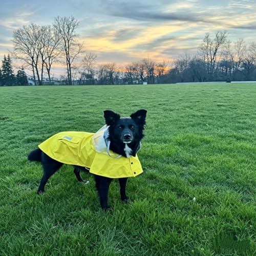 Dog Raincoat Waterproof, Adjustable Reflective Hooded Dog Rain Poncho with Leash Hole for Small Medium Large Dogs (Yellow, Small) - color: Yellow, size: Small(9-13lb)