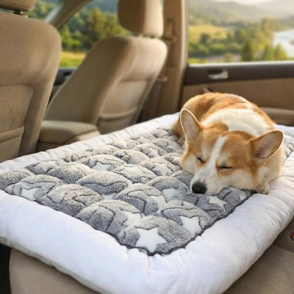 Dog Bed for Car Back Seat Soft Plush Backseat Pet Bed Mat Non-Slip Travel Pet Mat, Fuzzy Plaid Dog Seat Cover, Fit for Backseat Extenders and Trucks SUVs (Star, 54" x 24.8") - color: Star