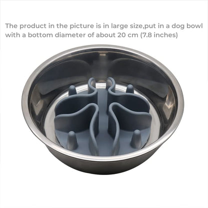Slow Feeder Insert for Dogs & Cats, 3 Sizes Food-Grade Silicone Anti-Choking Puzzle Feeder, Non-Slip Suction Cup Design, Fits Most Bowls, Bloat Stop Pet Feeding Solution - color: Grey, size: Large 5.5 inchs