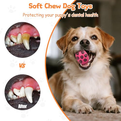 Squeaky Dog Toys, Soft Chewing Dog Balls, 6 Pcs Interactive Squeak Fetch Playing Pet Toy, Durable Bouncing Toys to Keep Them Busy, 2.6" Egg Ball for Puppies Small Breeds - style: 6 Pack