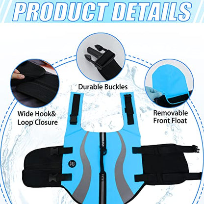 EMUST Dog Life Vests, Adjustable Life Jackets for Small Dogs with Enhanced Buoyancy, Small Dog Swim Vest with Durable Rescue Handle, Blue,XS - color: Blue, size: XS