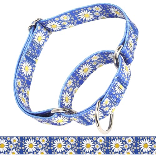 Dark Blue Martingale Collar for Dogs, Adjustable Soft Nylon No Slip No Pull Training Collar, Durable Escape Proof Cinch Collar for Small Medium Large Dogs (Dark Blue, L (Neck 18"-21")) - color: Dark Blue, size: L (Neck 18"-21")