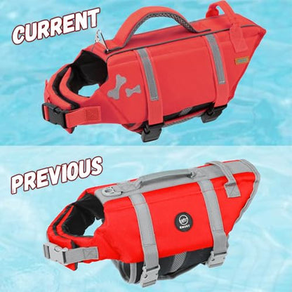 EMUST Dog Life Vests, Adjustable Dog Life Jacket with Rescue Handle, Dogs Flotation Vest for Small/Medium/Large Dogs, XS, NewRed - color: NewRed, size: XS