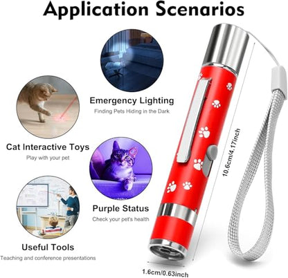 Cat Toys Rechargeable, Indoor Cats Chase Light, Interactive for Kitty Pet Dog with 3 Light Modes 5 Patterns, Red - color: Red 1 PCS