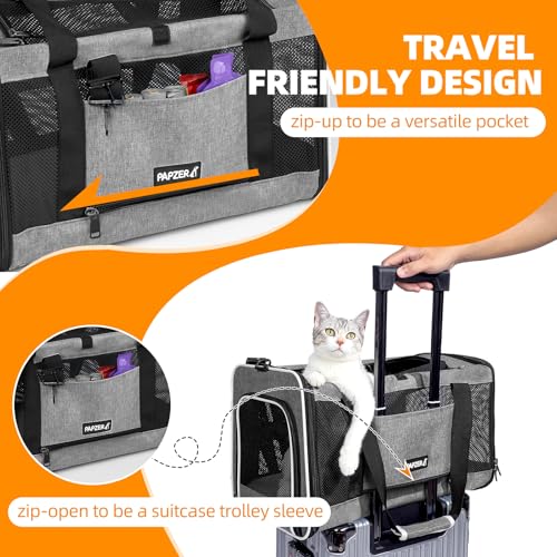 Cat Carrier Soft-Sided Travel Bag for Medium to Large Cats Over 15lbs, Small Dog Carrier Crate Top Entry Breathable Mesh Puppy 12 Pounds, Pet Rabbit Carrying Cage Kennel Collapsible Grey - color: Grey