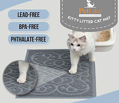 PetLike Cat Litter Box Mat, Thick Kitty Litter Trapping Mat, Durable,Waterproof &Washable with Non-Slip Backing, Soft on Kitty Paws and Easy to Clean, BPA Free - color: Tan, size: 30x18