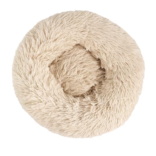 otoez Kitten Puppy Bed Extra Small XS Round Dog Cat Beds Anti Anxiety Plush Pet Calming Donut Bed with Non-Slip Waterproof Bottom, Washable (15.7", Taupe) - color: Taupe, size: 15.7"
