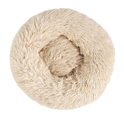 otoez Kitten Puppy Bed Extra Small XS Round Dog Cat Beds Anti Anxiety Plush Pet Calming Donut Bed with Non-Slip Waterproof Bottom, Washable (15.7", Taupe) - color: Taupe, size: 15.7"