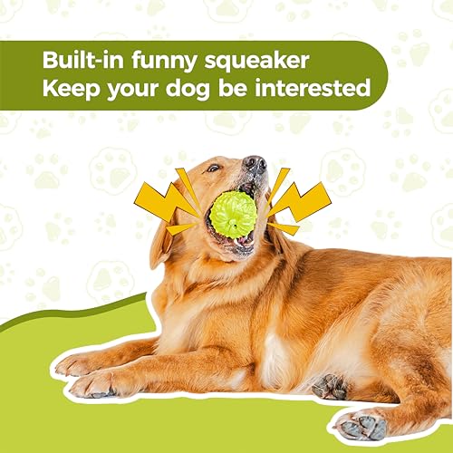 MewaJump Dog Squeaky Toys for Aggressive Chewers, Interactive Natural Rubber Chew Toy for Small Puppy Dogs, Tough Dog Toys for Medium Breed, Keep Dogs Busy, Training and Cleaning Teeth - color: Fruit-green
