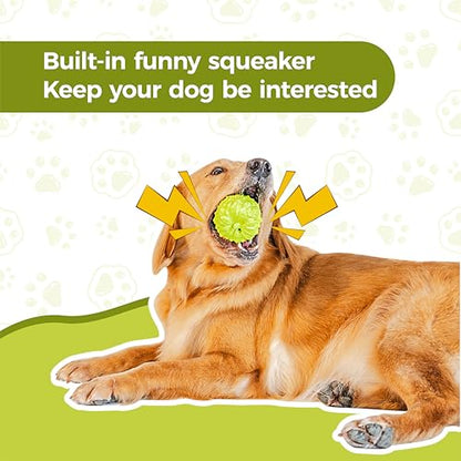 MewaJump Dog Squeaky Toys for Aggressive Chewers, Interactive Natural Rubber Chew Toy for Small Puppy Dogs, Tough Dog Toys for Medium Breed, Keep Dogs Busy, Training and Cleaning Teeth - color: Fruit-green