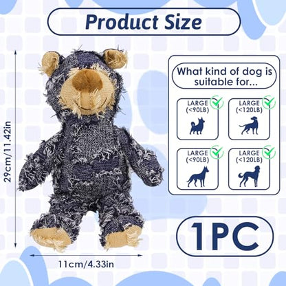 Dog Companion For Heavy Chewers- Indestructible Robust Bear Dog Toy, Durable Squeaky Dog Toys For Heavy Chewers , Unbreakable Stuffed Plush Dog Toys For Aggressive Chewers (H-G-Navy+Oak+Purple) - color: H-G-Navy+Oak+Purple