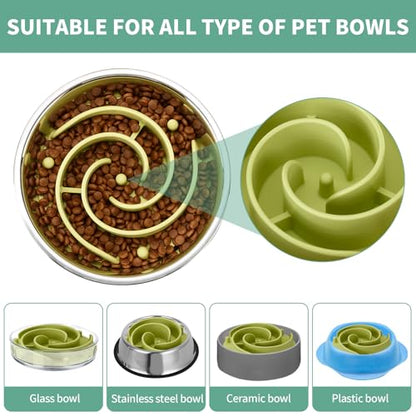 Slow Feeder Dog Bowls Insert, Animire Soft Silicone Slow Eating Dog Food Bowl for Small, Medium and Large Dogs, Compatible with Regular and Elevated Bowls - color: Green, size: L