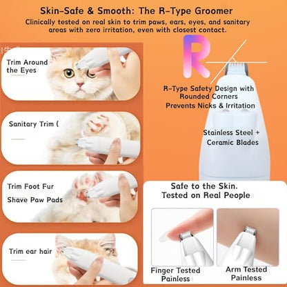 Dog Nail Trimmers and Dog Nail Grinder with 6 Lights, Quiet Dogs Grooming Kit with Cat Paw Clipper & Pet Paw File, Cordless Cat Nail Trimmer & Pet Nail Grinder for Large Medium Small Dog's Paw