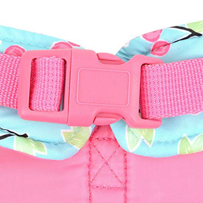 Zunea No Pull Small Dog Girl Harness Dress Escape Proof Cat Kitten Vest Harness Leash Set Step-in Soft Cotton Padded Cherry Printed Jacket Chihuahua Puppy Clothes with Bow for Walking Blue S - color: blue cherry, size: S (Chest:14.5-15.7", Neck:9-9.8")
