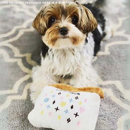 Haute Diggity Dog Chewy Vuiton Handbag Plush Squeaky Dog Toy, Soft Durable Designer-Inspired Stuffed Puppy Chew Toys for Small & Medium Dogs, Machine-Washable (White) Large - color: White Purse, size: Large