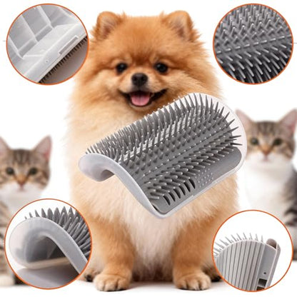 4 Pcs Cat Corner Brush, and Cat Self Grooming Brush with Mint, Corner for Cats to Scratch and Groom, Pet Wall Mounted for Stress Relief and Fur Care