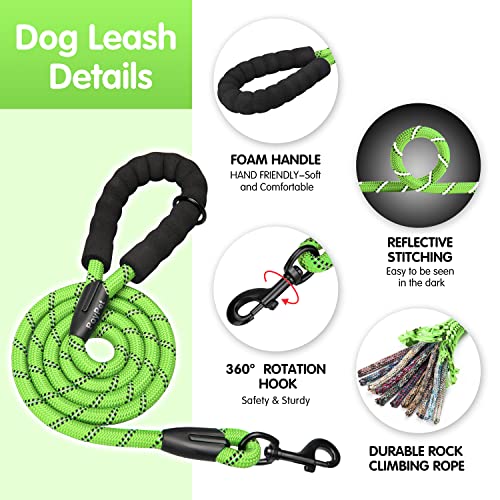 PoyPet No Pull Dog Harness and 5 Feet Leash Set, Release on Neck Reflective Adjustable Pet Vest, Front & Back 2 D-Ring and Soft Padded Pet Harness with Handle for Small to Large Dogs(Green,M) - color: Green, size: Medium
