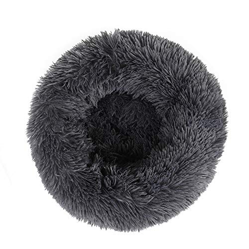 otoez Kitten Puppy Bed Extra Small XS Round Dog Cat Beds Anti Anxiety Plush Pet Calming Donut Bed with Non-Slip Waterproof Bottom, Washable (15.7", Dark Grey) - color: Dark Grey, size: 15.7"